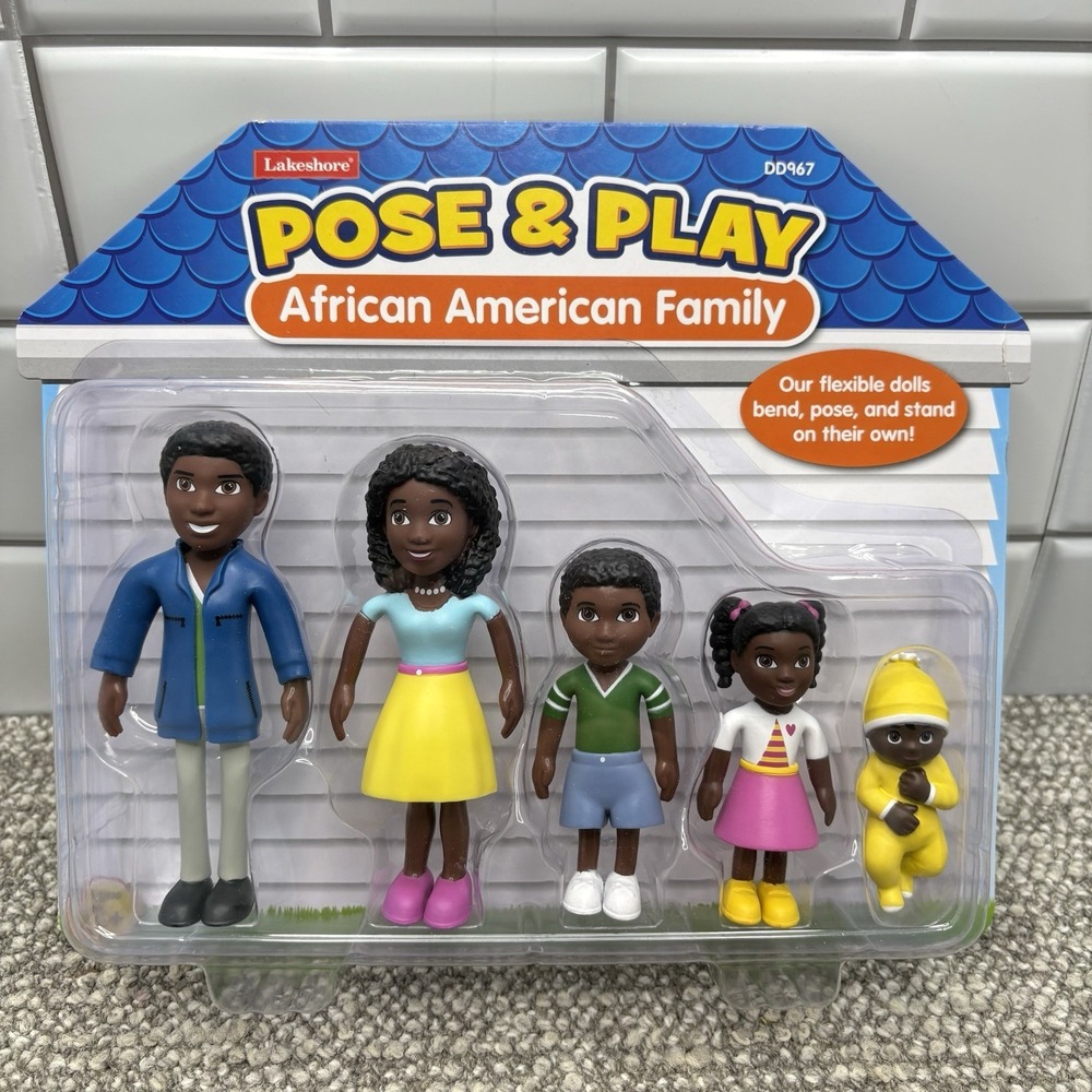 Lakeshore Pose Dollhouse People Dolls African American Hispanic Asian Families - Picture 2 of 7